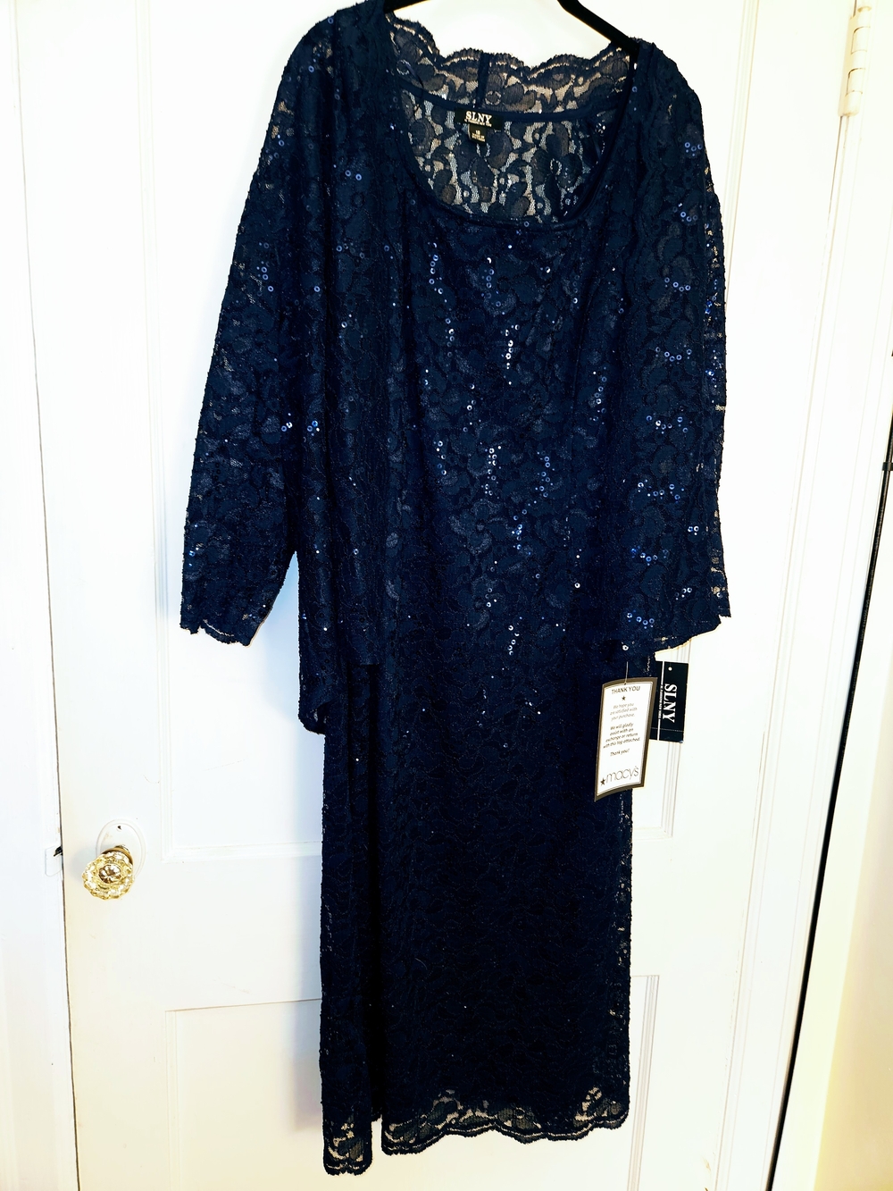 NWT- SLNY Navy Lace & Sequin Two-Piece Dress Set